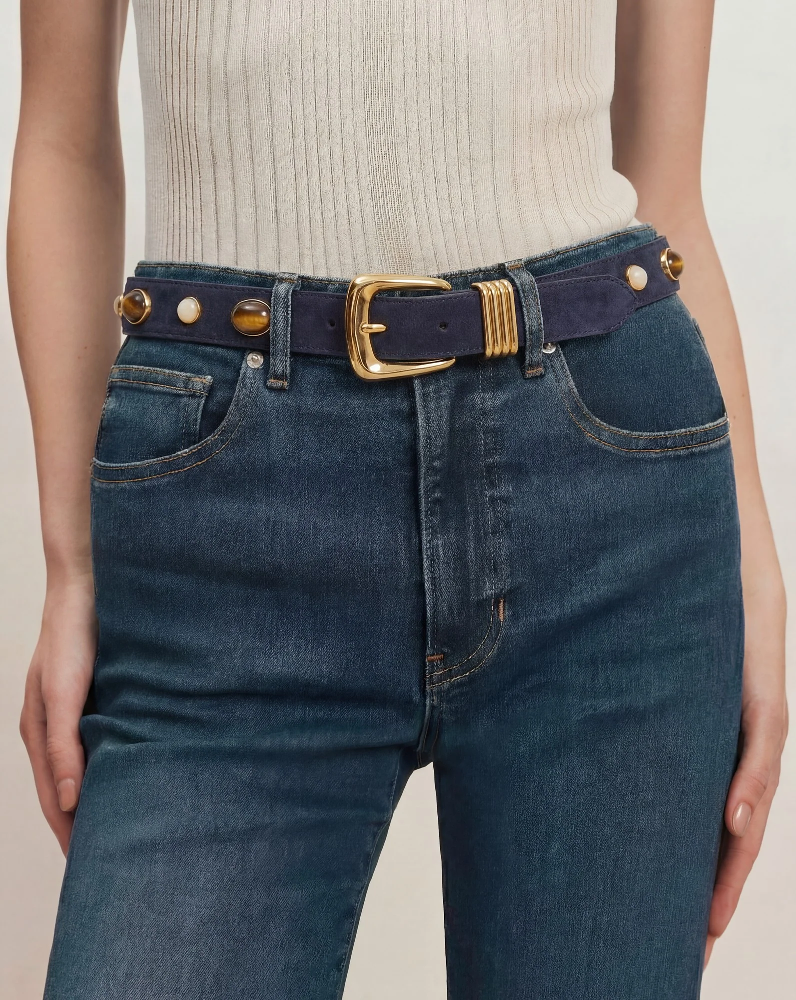 Arch Embellished Suede Belt - Image 2