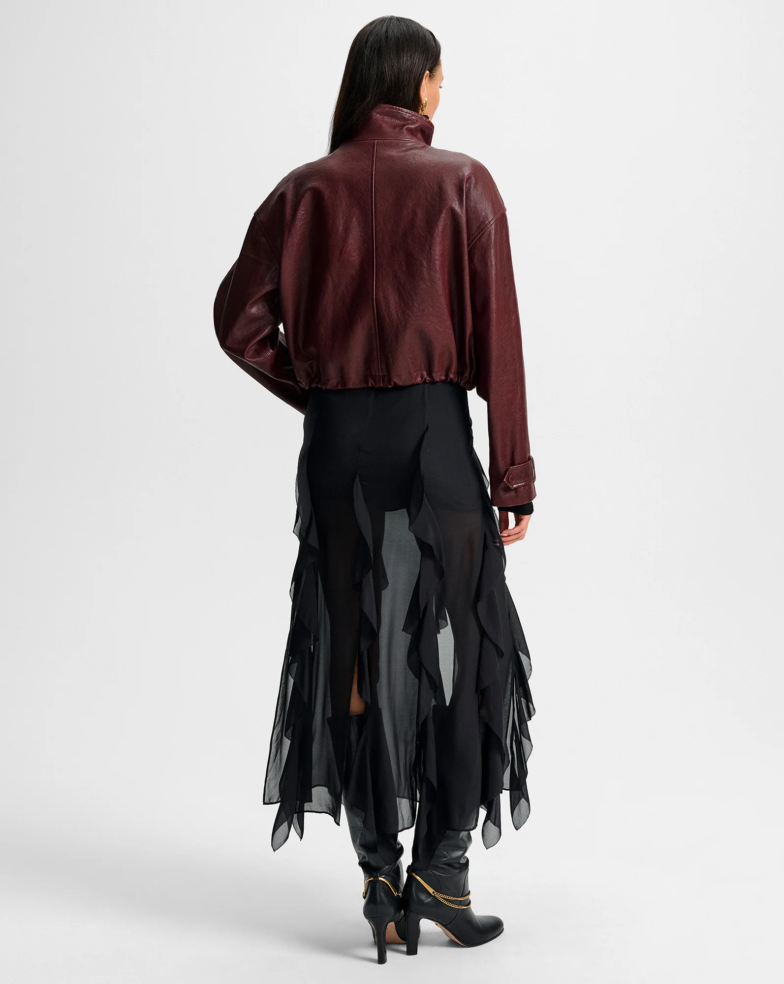 Bateman Cropped Leather Jacket - Image 4
