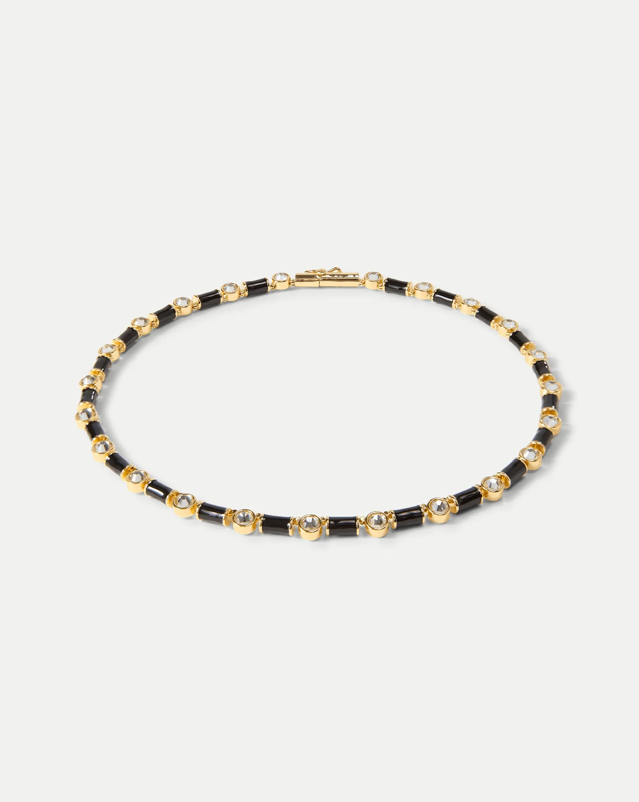 Black Enamel and Crystal Barrel Necklace - Image 3
