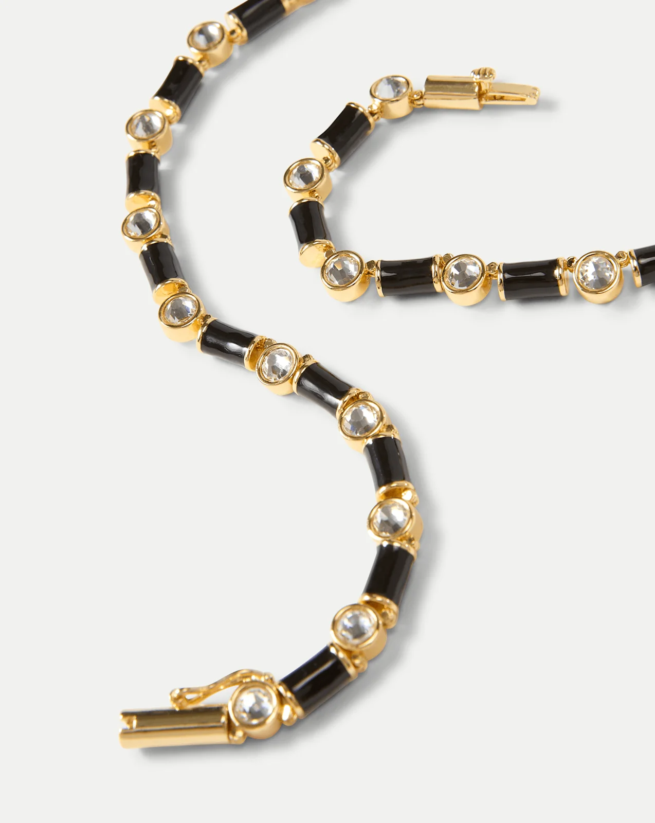 Black Enamel and Crystal Barrel Necklace - Image 4