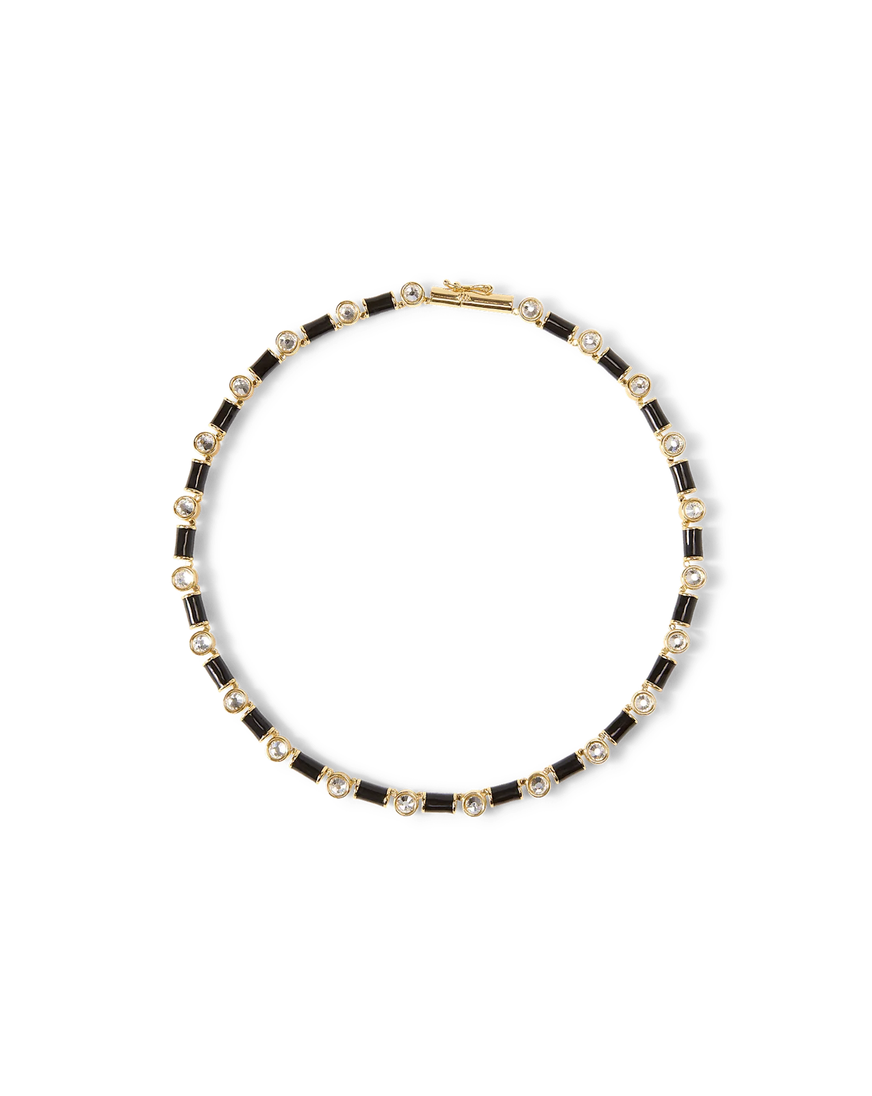 Black Enamel and Crystal Barrel Necklace - Image 5