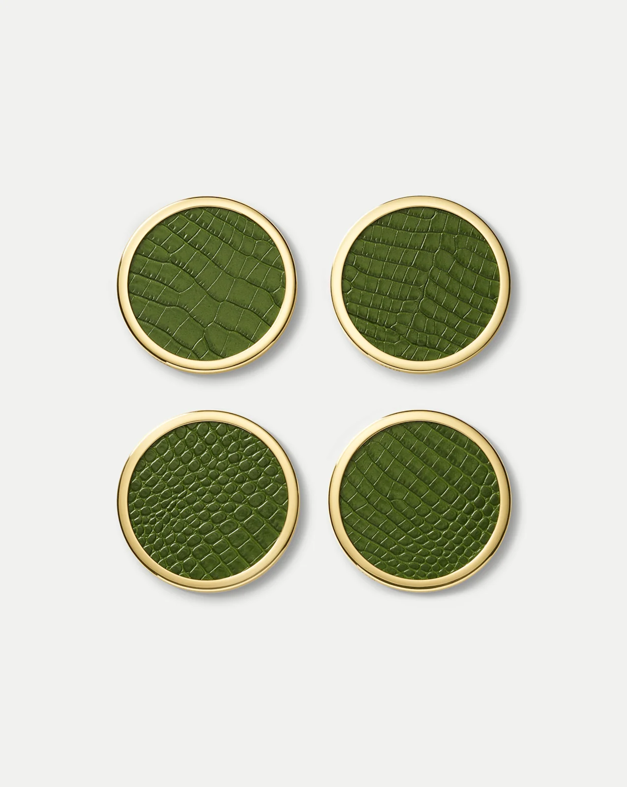 Croc-Embossed Leather Coaster Set