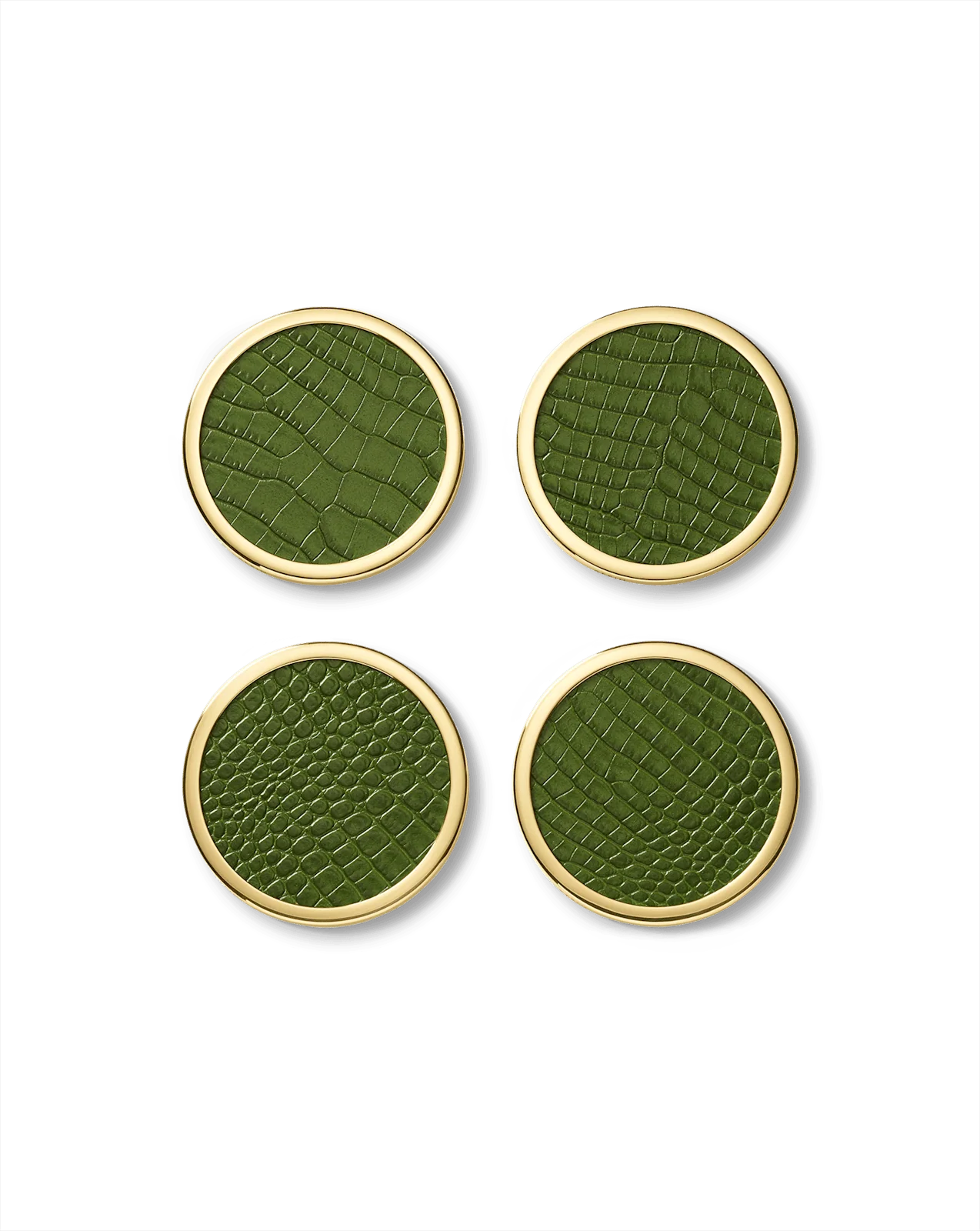 Croc-Embossed Leather Coaster Set - Image 4