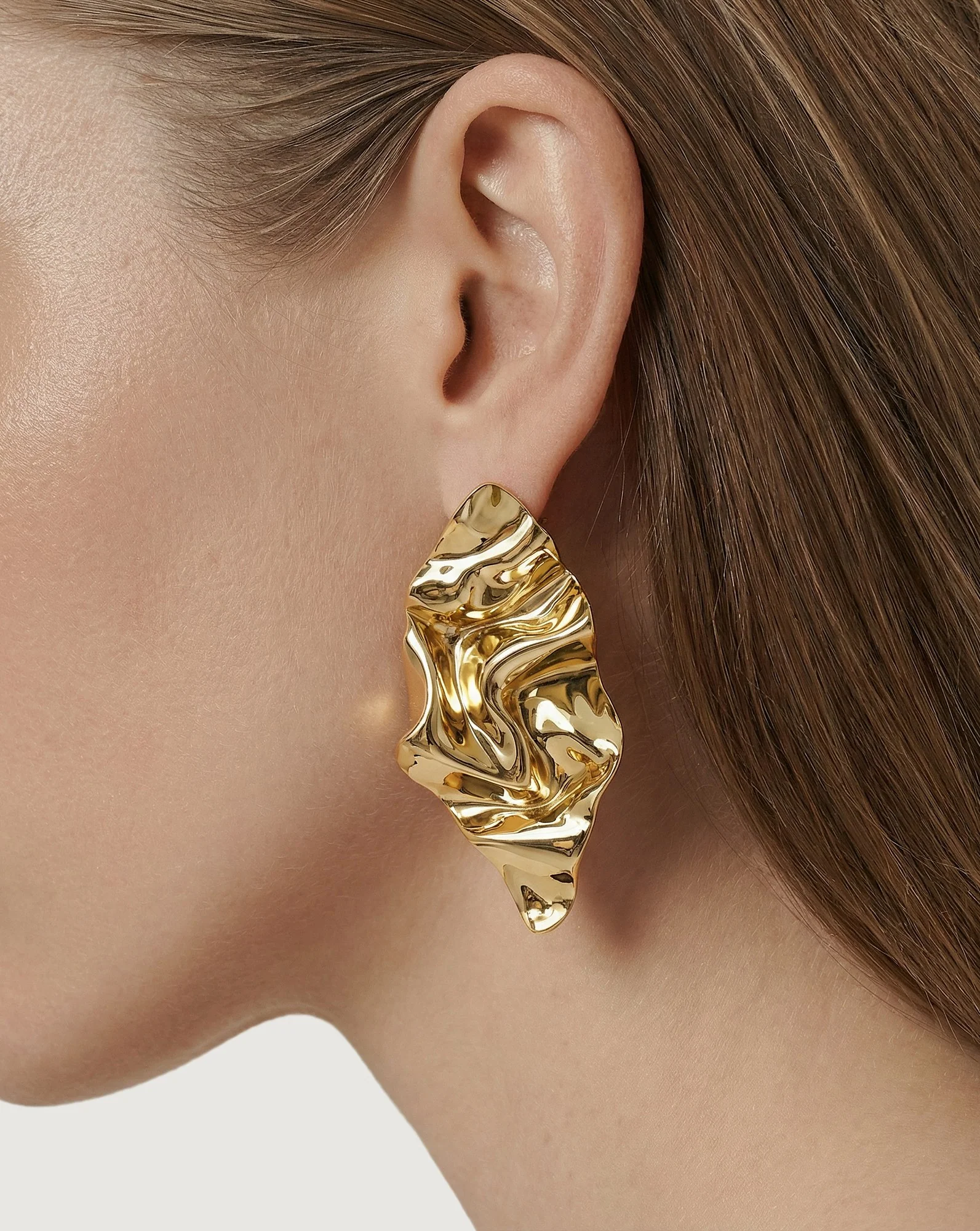 Crumpled Gold Earrings - Image 2