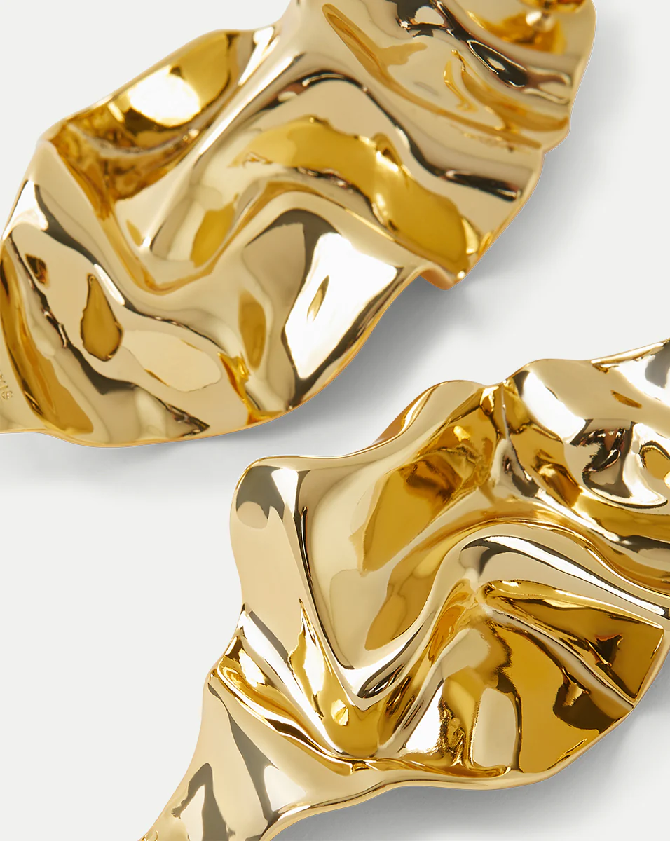 Crumpled Gold Earrings - Image 4