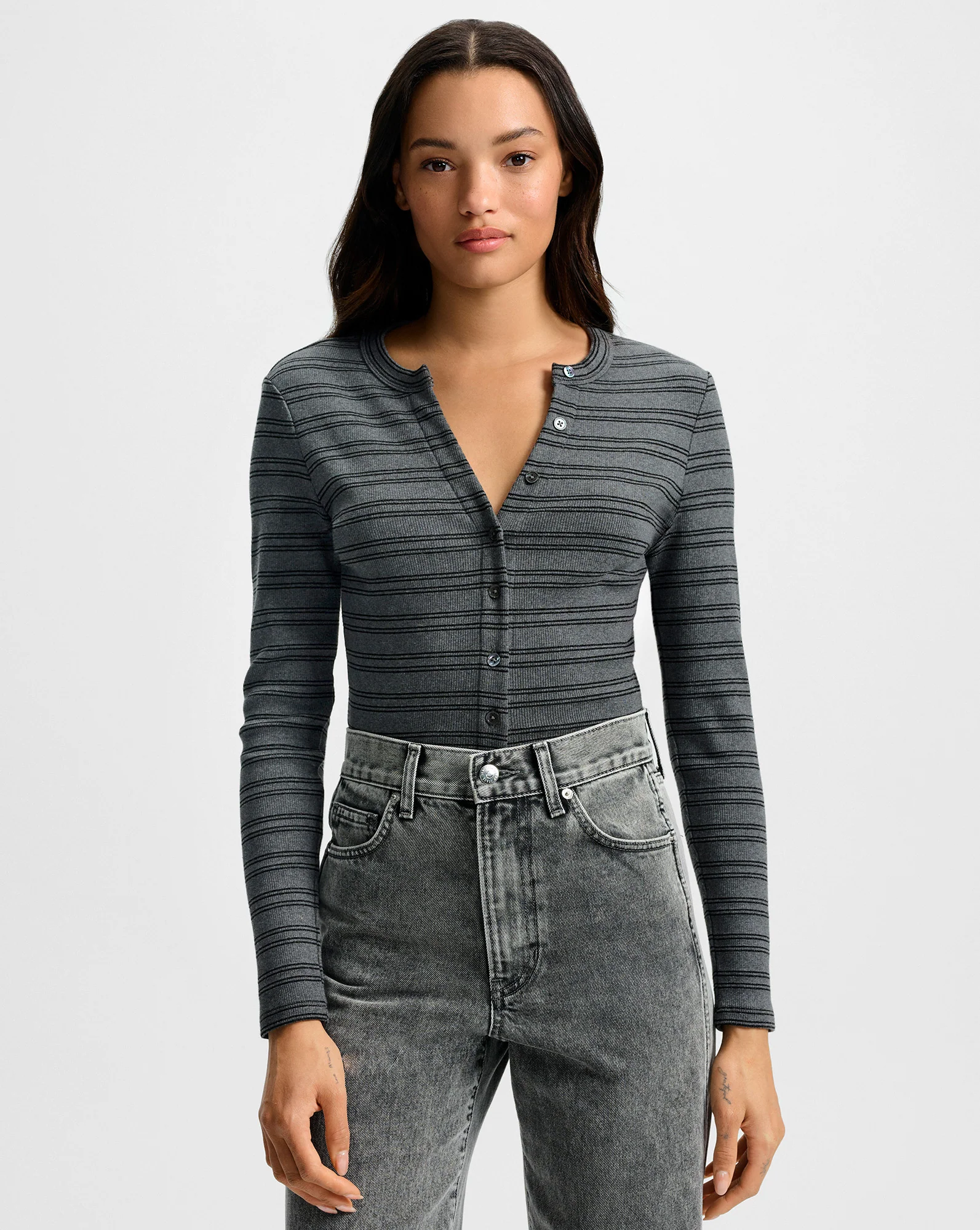 Dilia Striped Button-Down T-Shirt