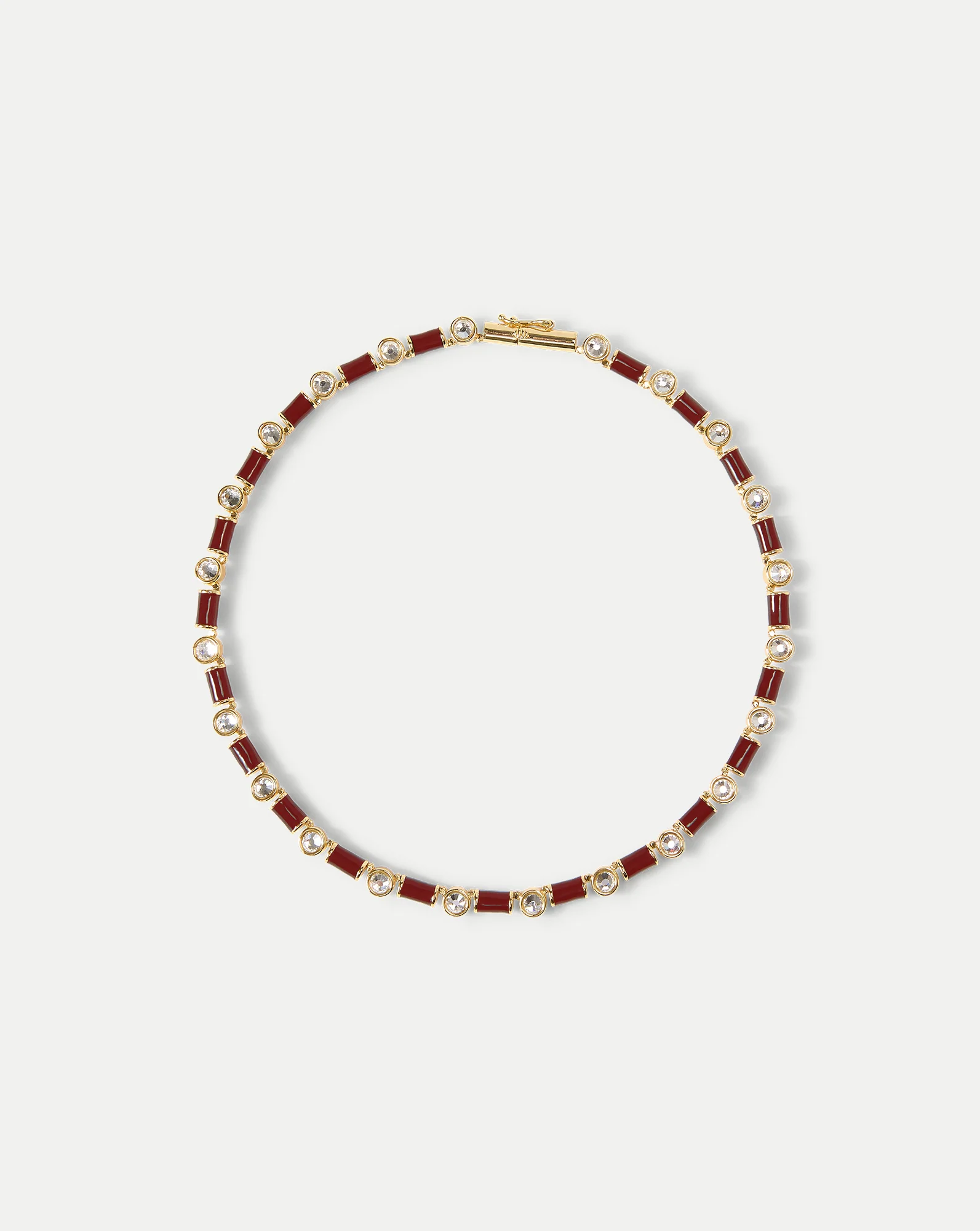 Burgundy Enamel and Crystal Barrel Necklace