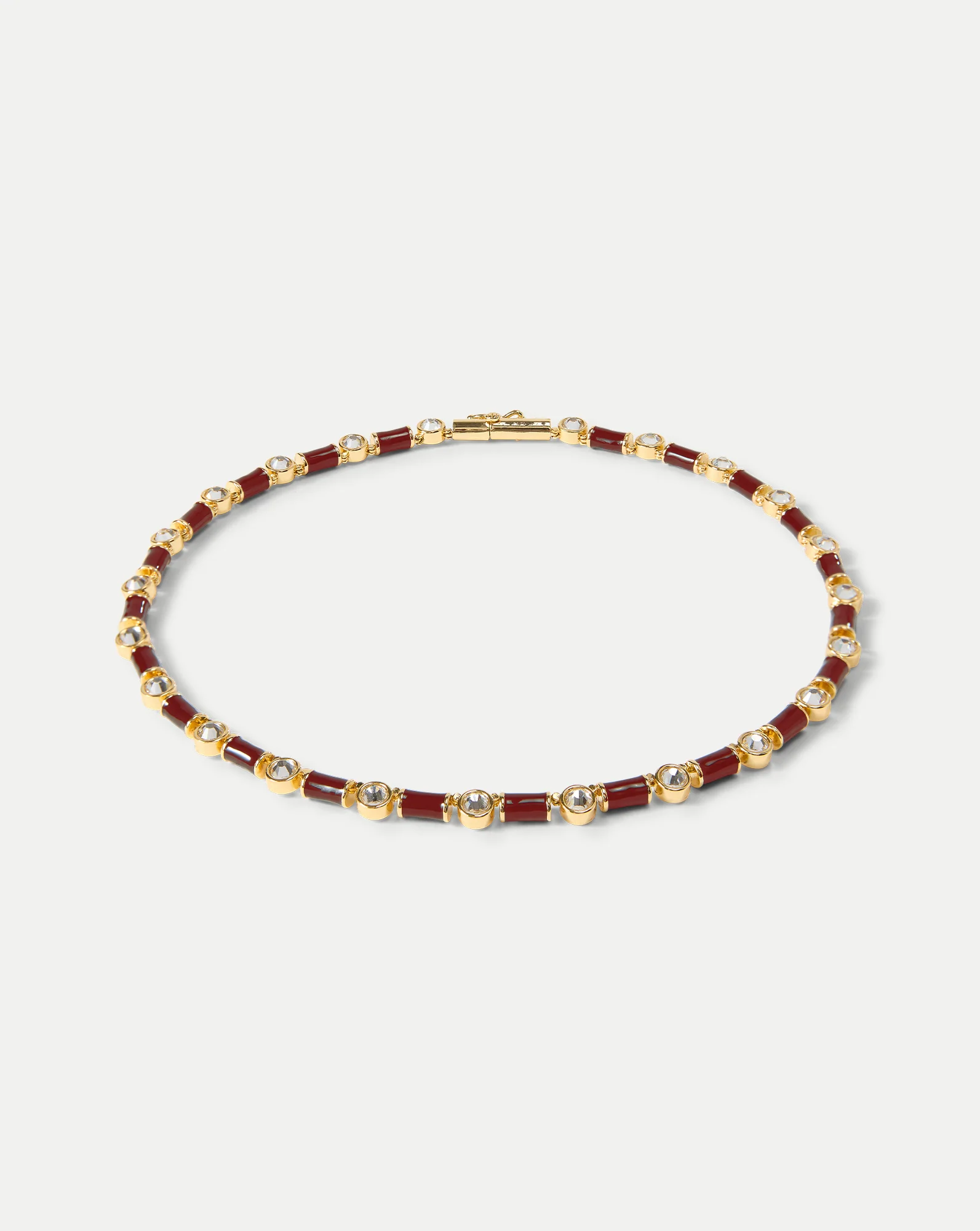 Burgundy Enamel and Crystal Barrel Necklace - Image 3