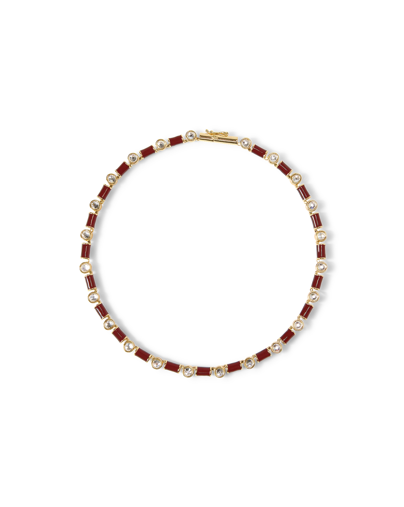 Burgundy Enamel and Crystal Barrel Necklace - Image 5