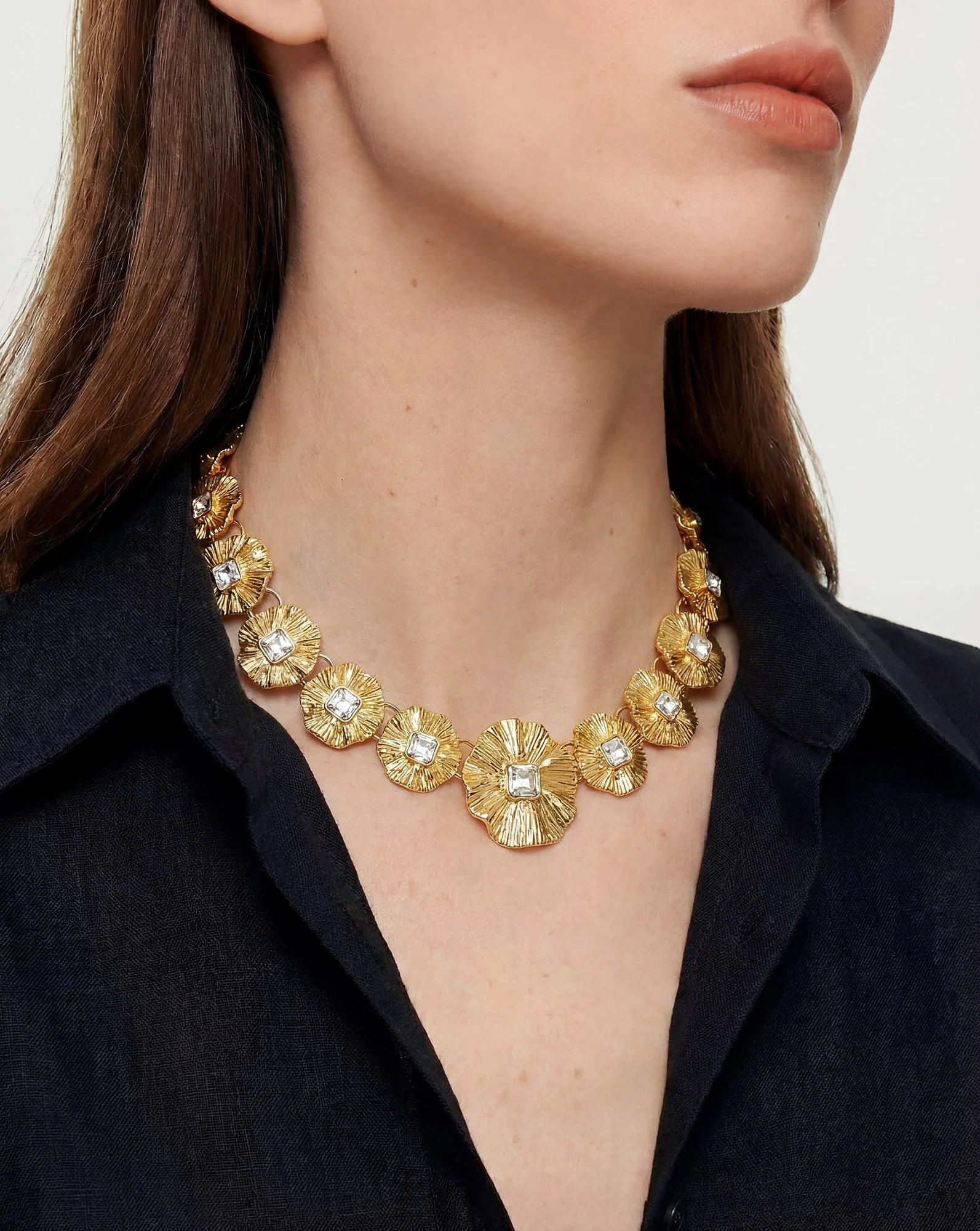 Gold Floral Statement Necklace - Image 2