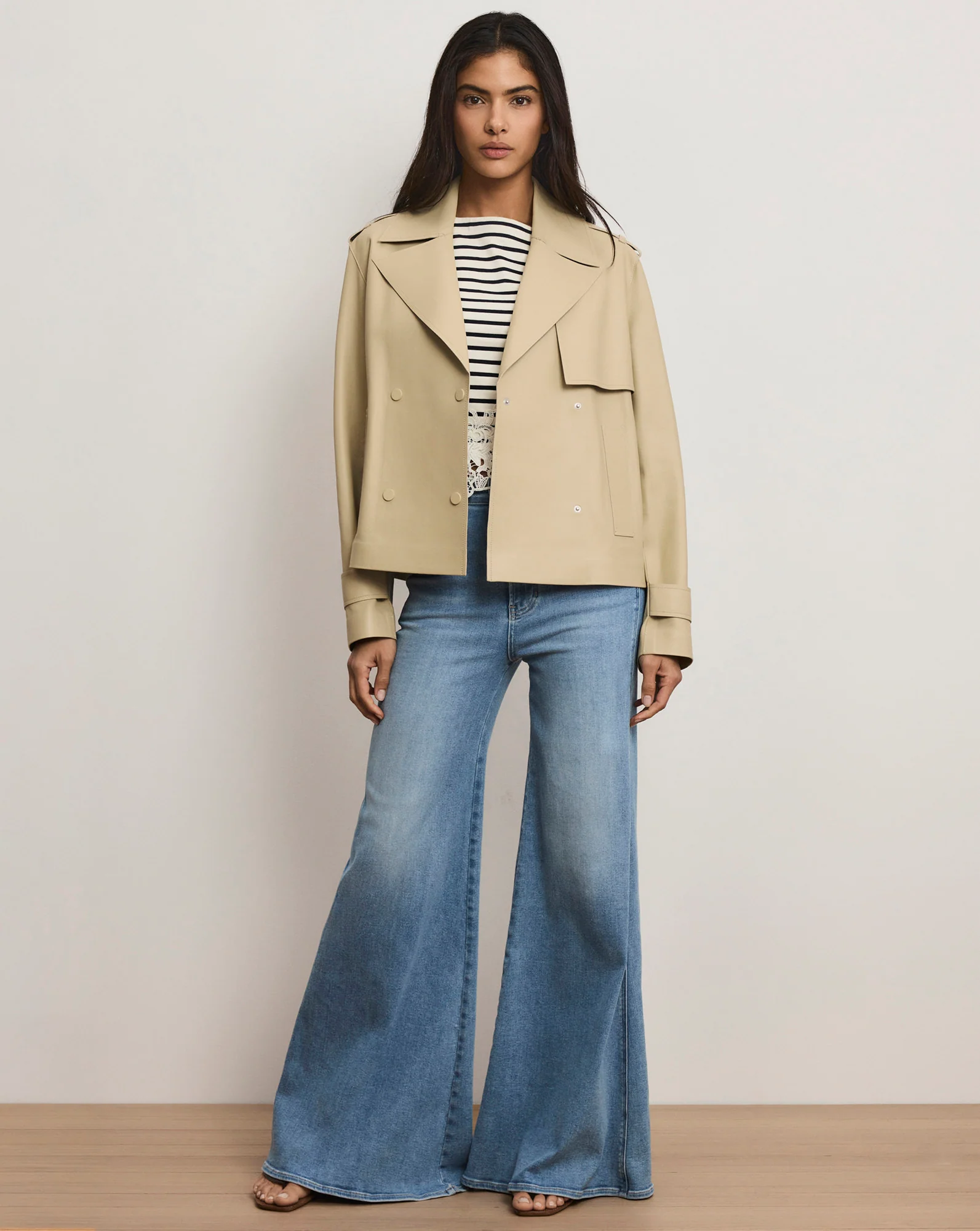 Heathcliff Cropped Leather Trench Coat - Image 2