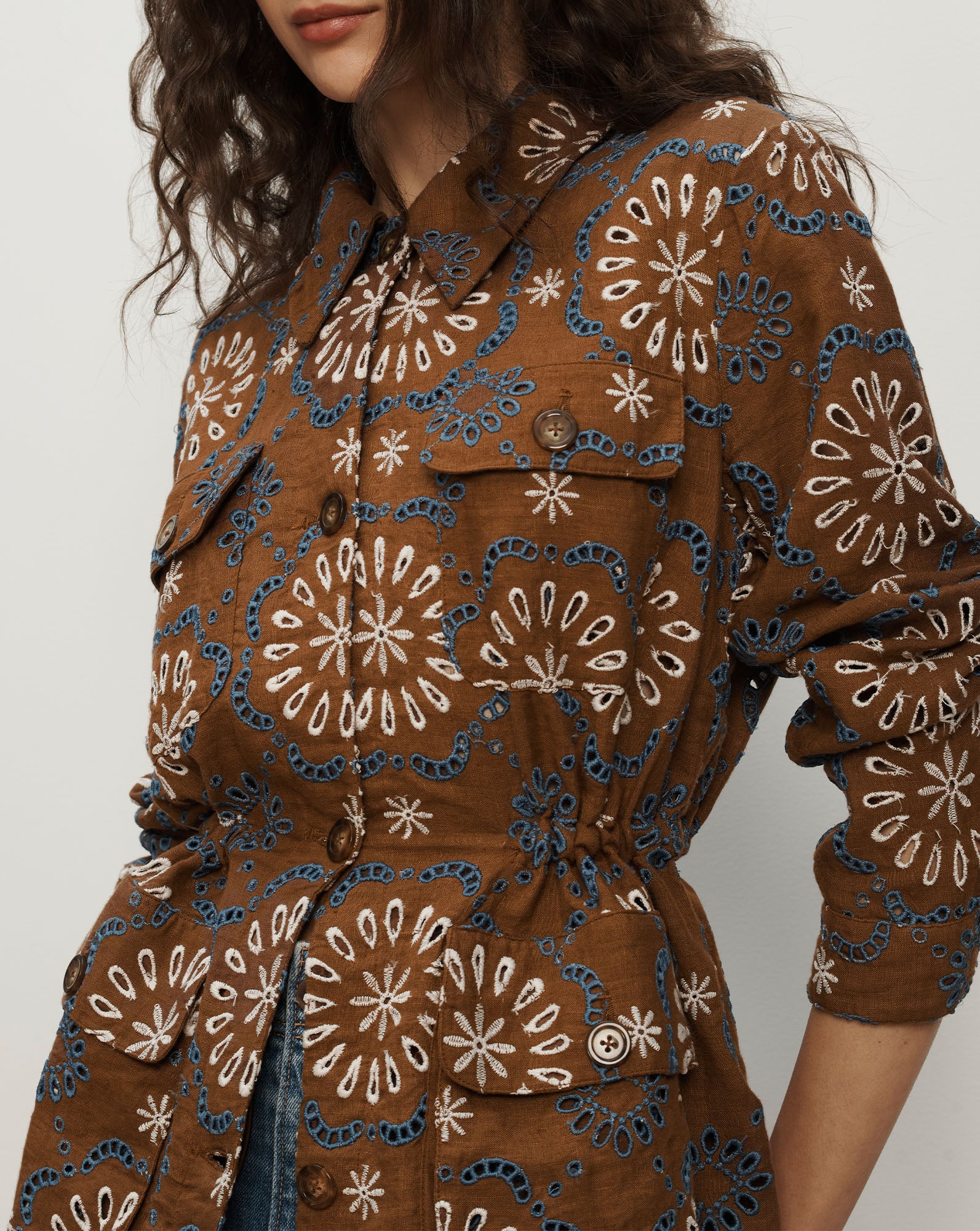 Kiki Linen Eyelet Jacket - Image 6