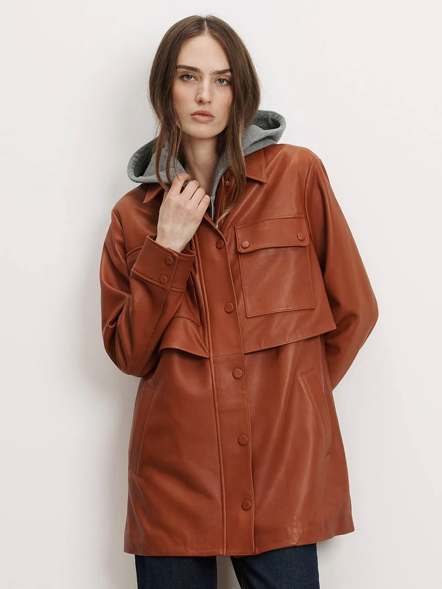 Liora Leather Utility Dickey Coat