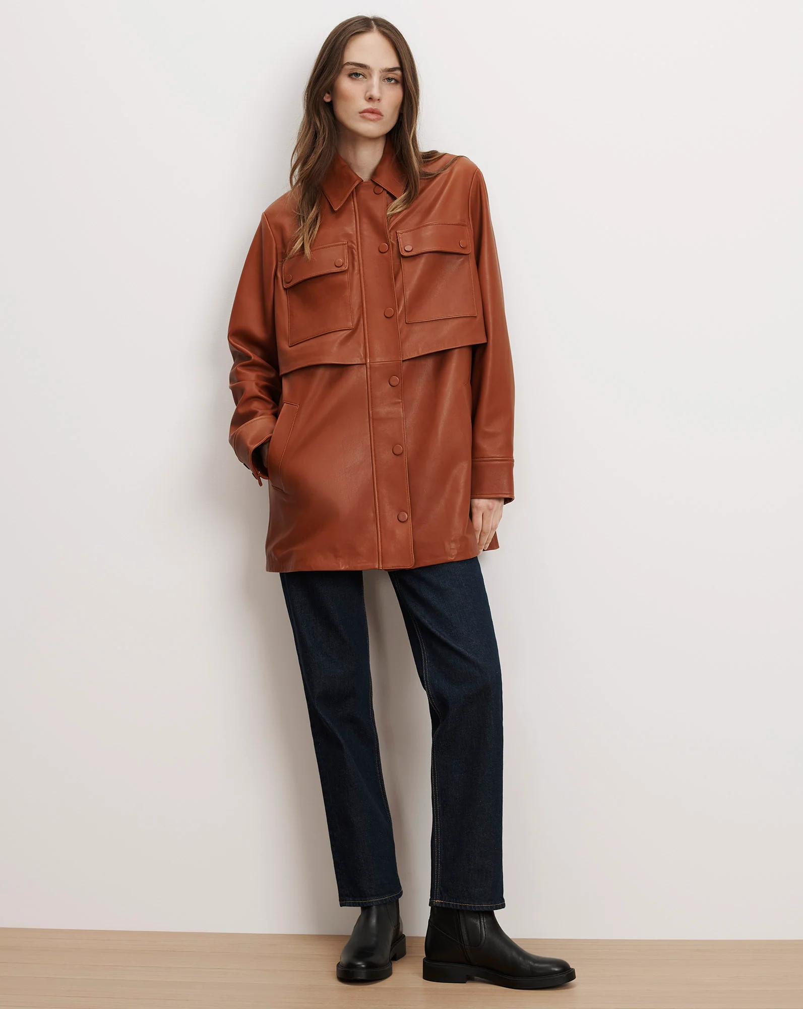 Liora Leather Utility Dickey Coat - Image 3