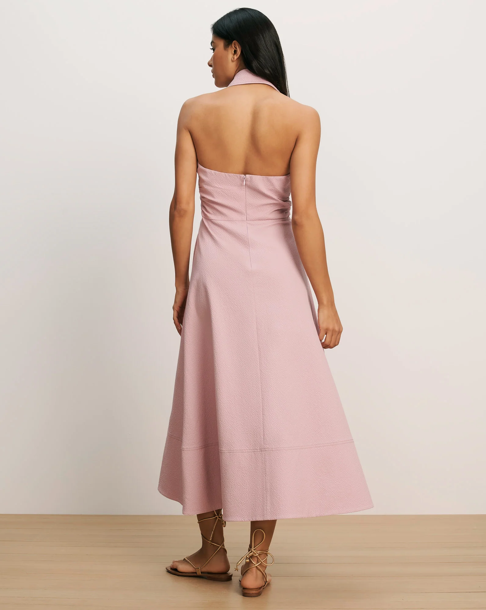 Mackey Seersucker Halter Midi Dress - Image 4