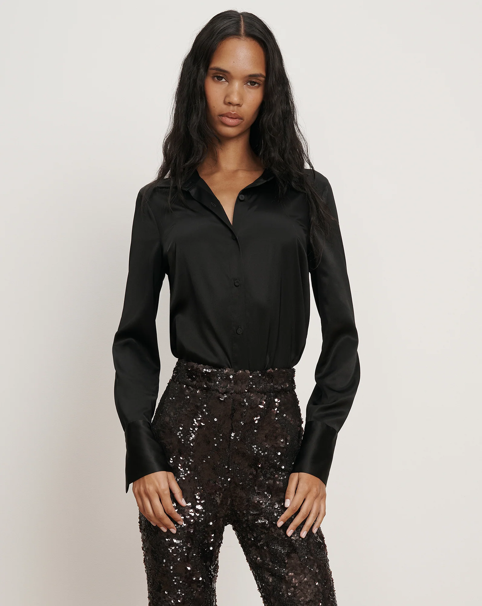 Monique Silk Button-Down Shirt