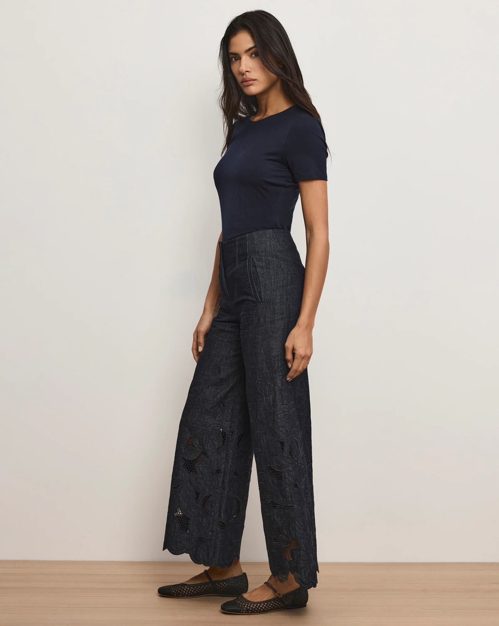 Osborne Wide-Leg Eyelet Pant - Image 3