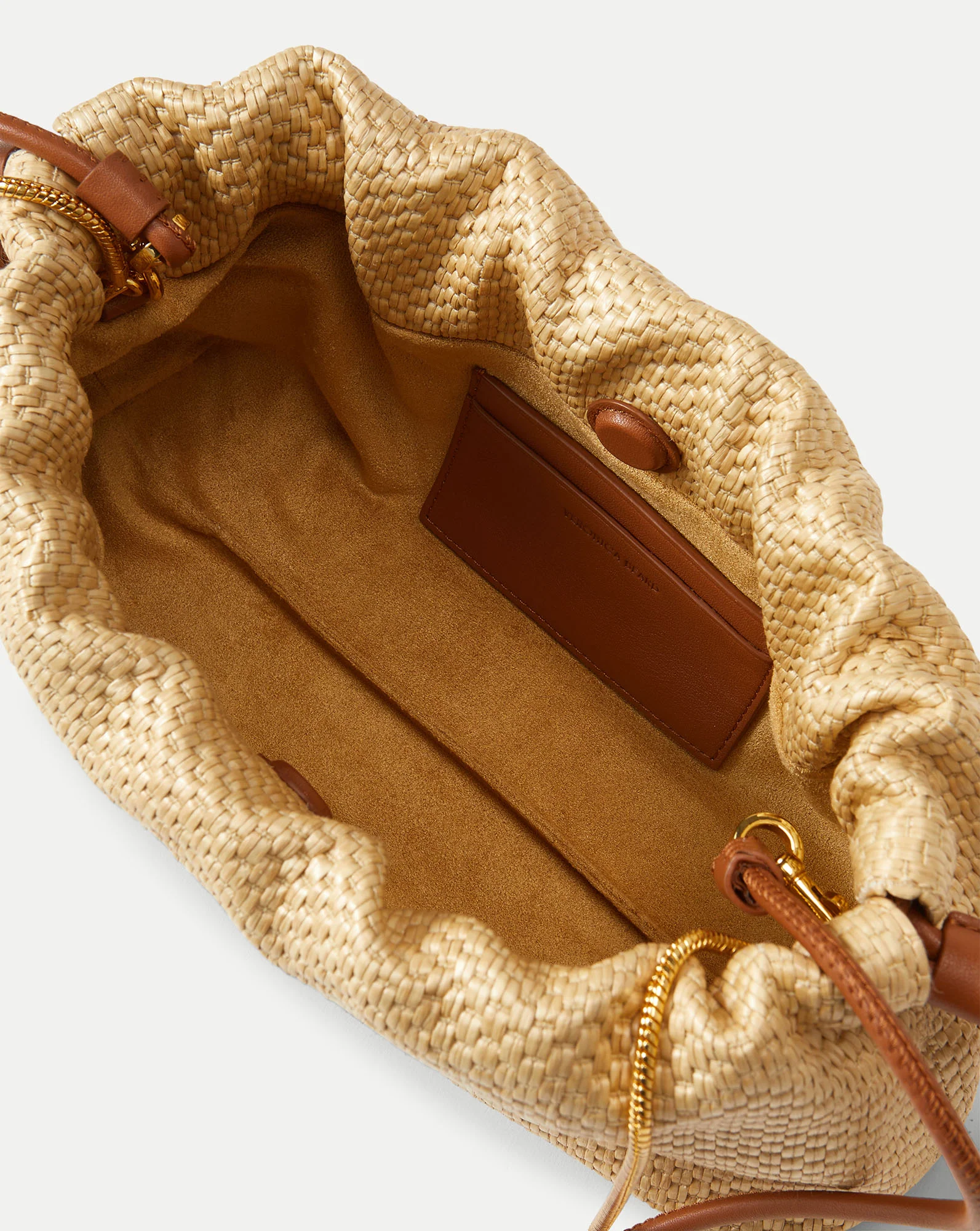 Small Veronica Beard Raffia Stash Bag - Image 5