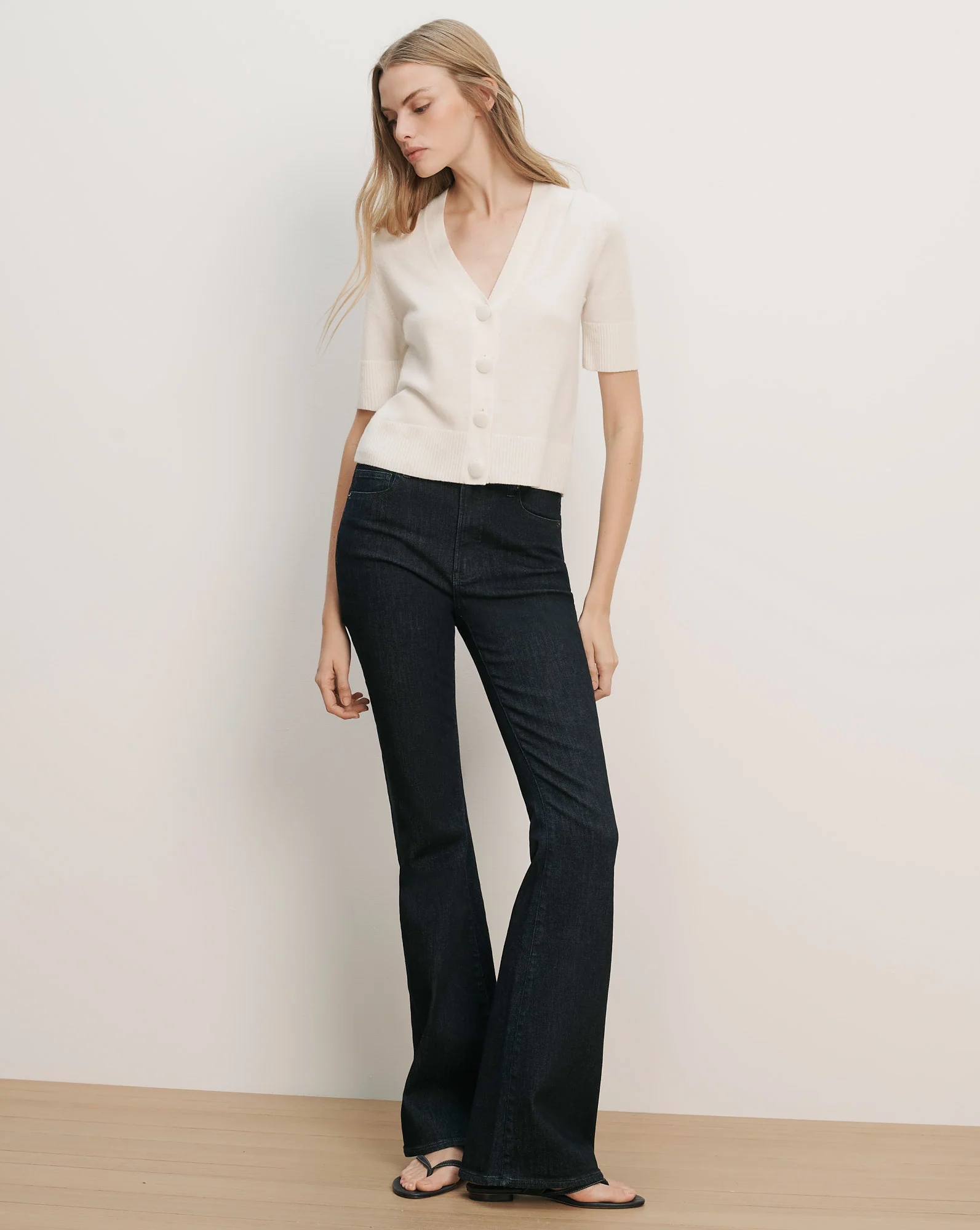 Solene Short-Sleeve Cashmere Cardigan - Image 2