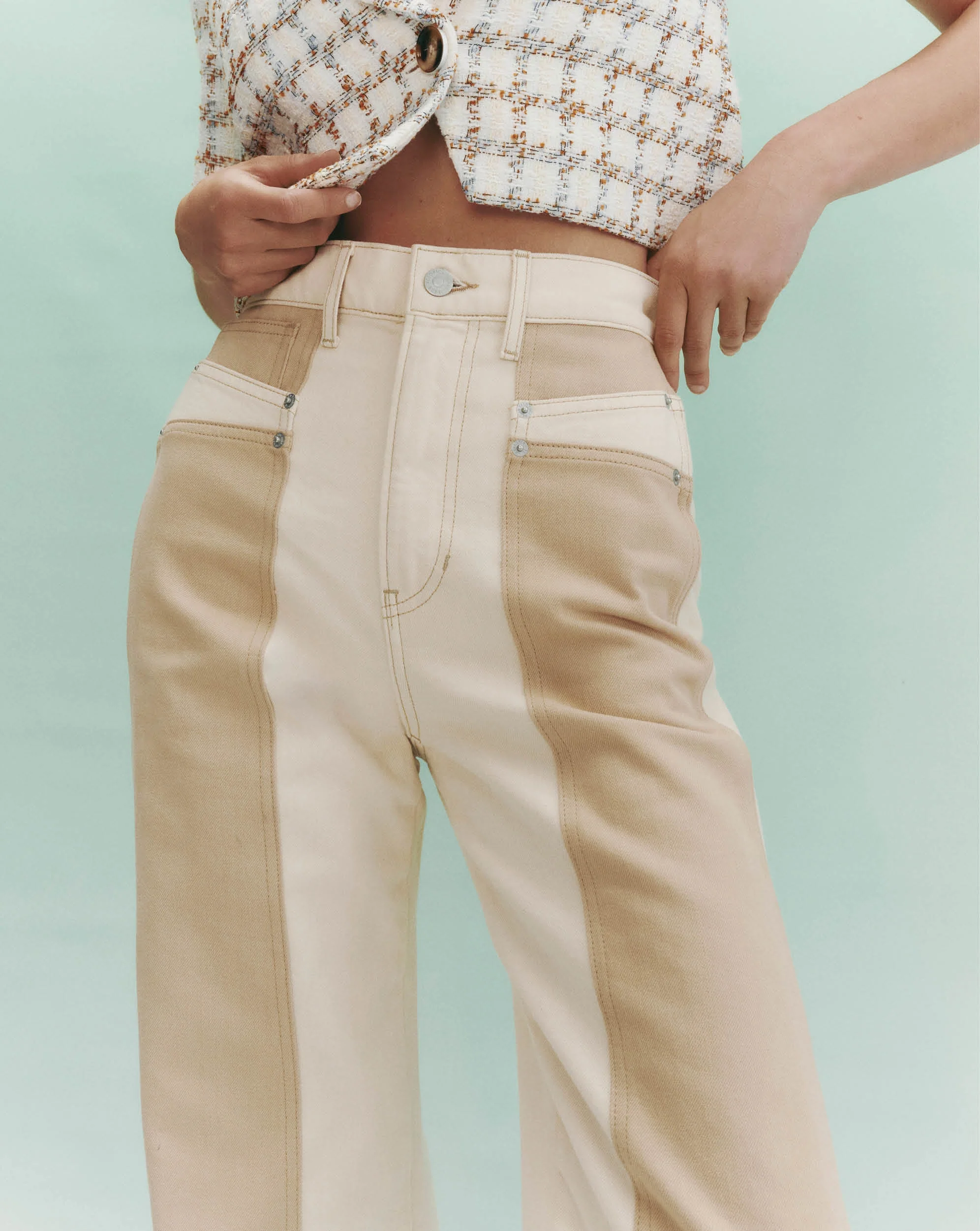 Taylor Color-Block Wide-Leg Jean - Image 7