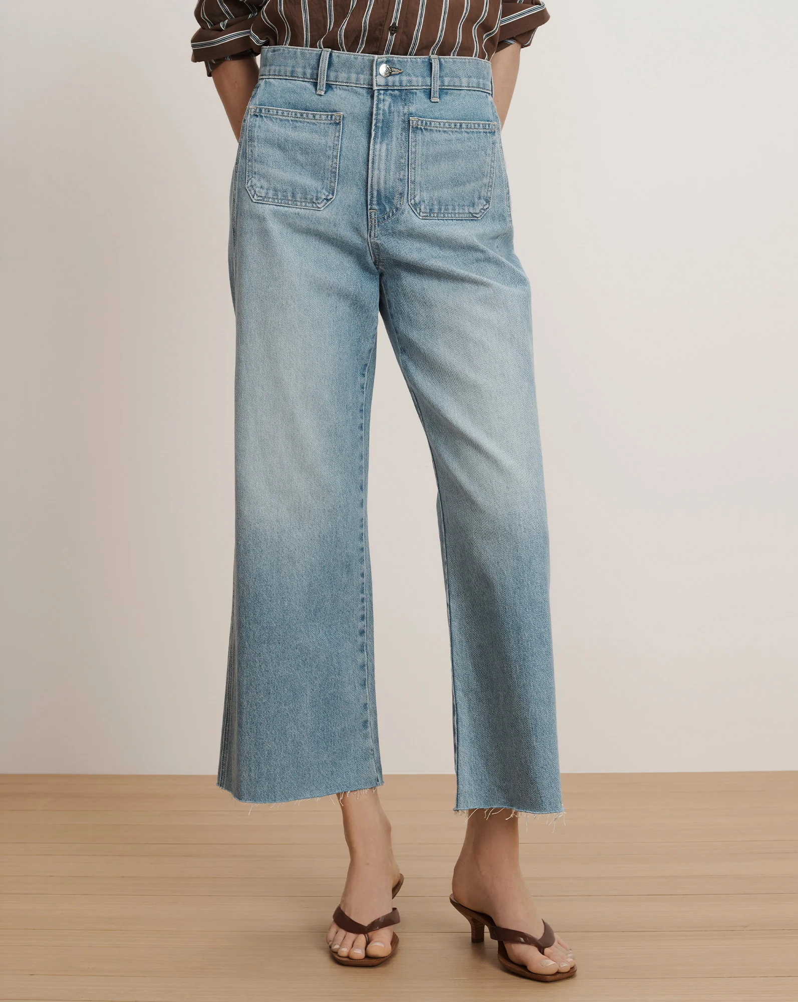 Taylor Cropped Patch-Pocket Wide-Leg Jean - Image 2