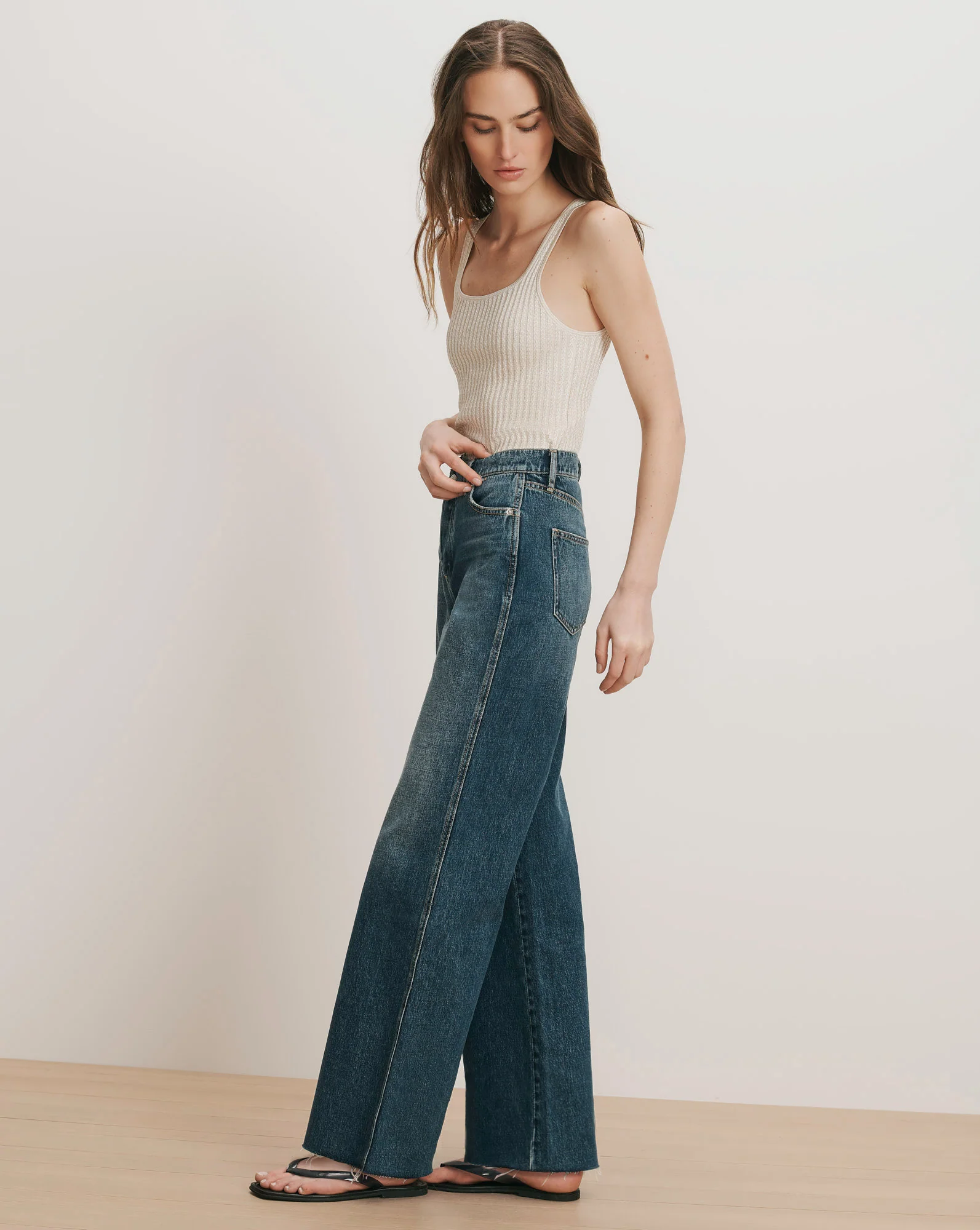 Taylor Crossover-Waistband Wide-Leg Jean - Image 3