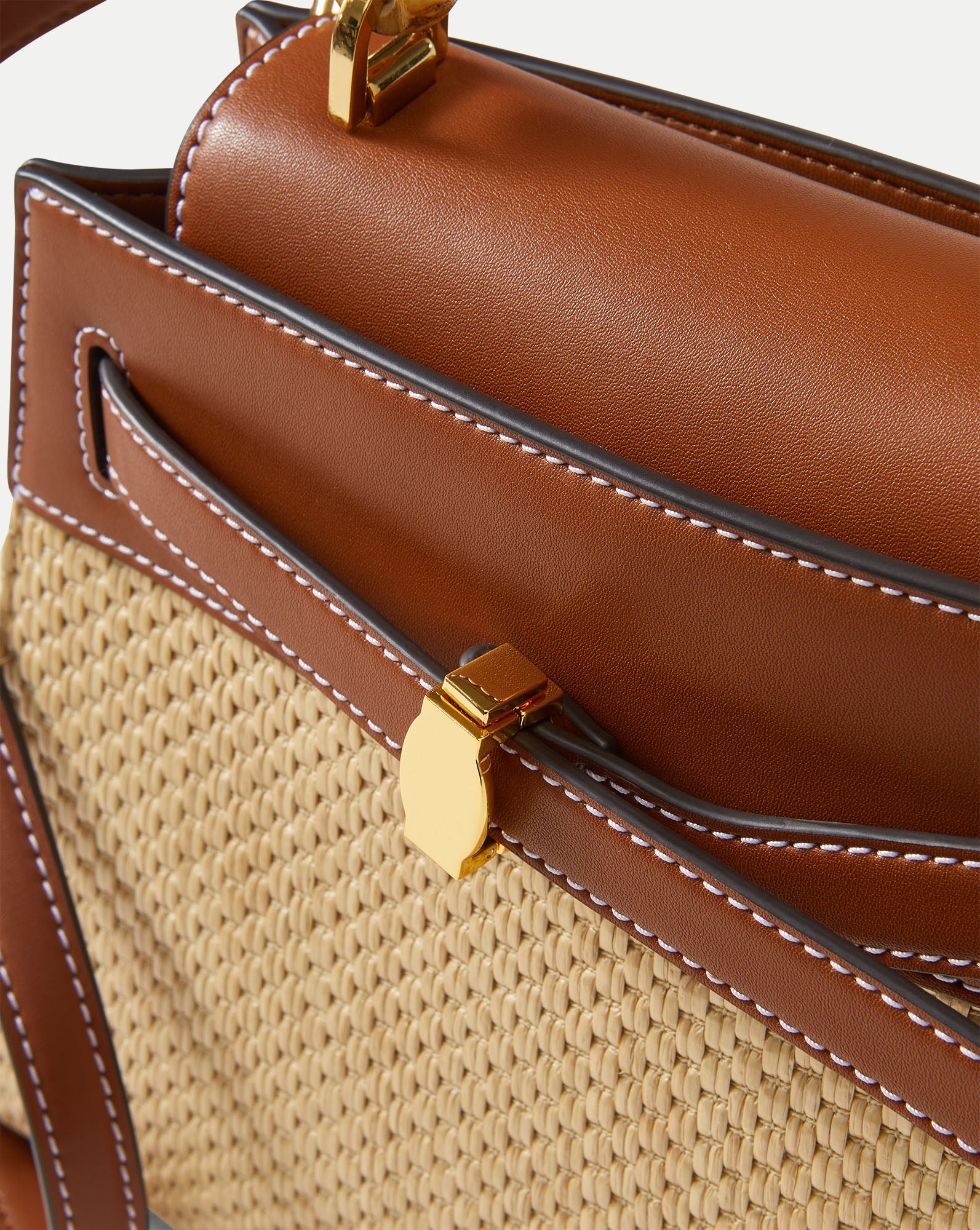 Veronica Beard Raffia Dash Top-Handle Bag - Image 3