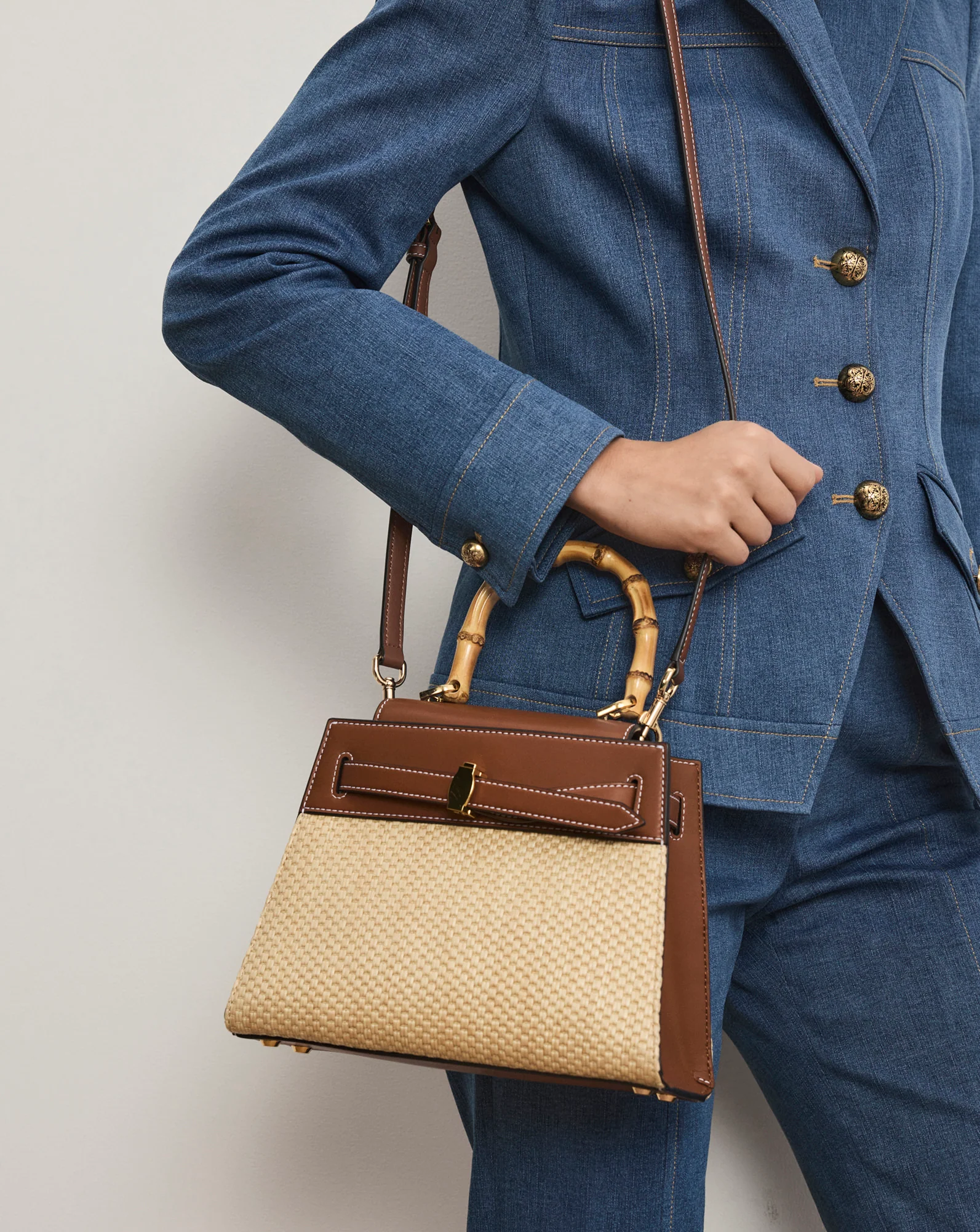 Veronica Beard Raffia Dash Top-Handle Bag - Image 6