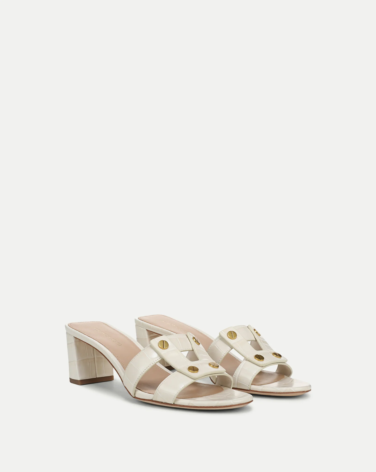 Via Croc-Embossed Mid-Heel Sandal - Image 3