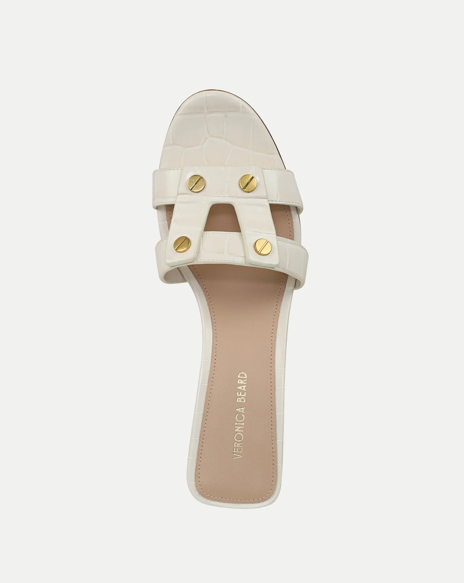 Via Croc-Embossed Mid-Heel Sandal - Image 4