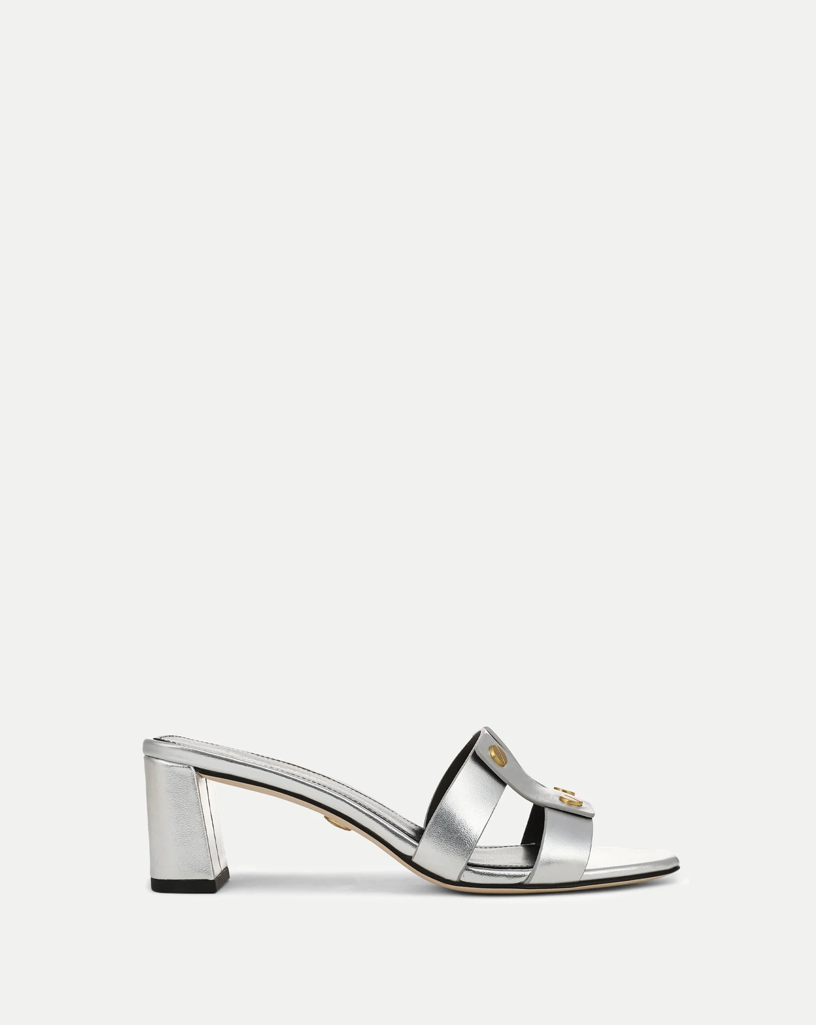 Via Silver Mid-Heel Sandal