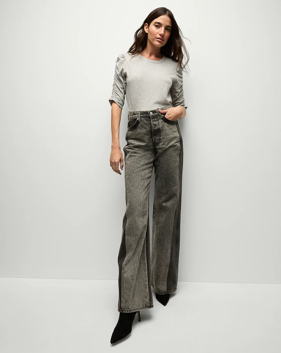 Waldorf Ruched-Sleeve Slub T-Shirt - Image 2