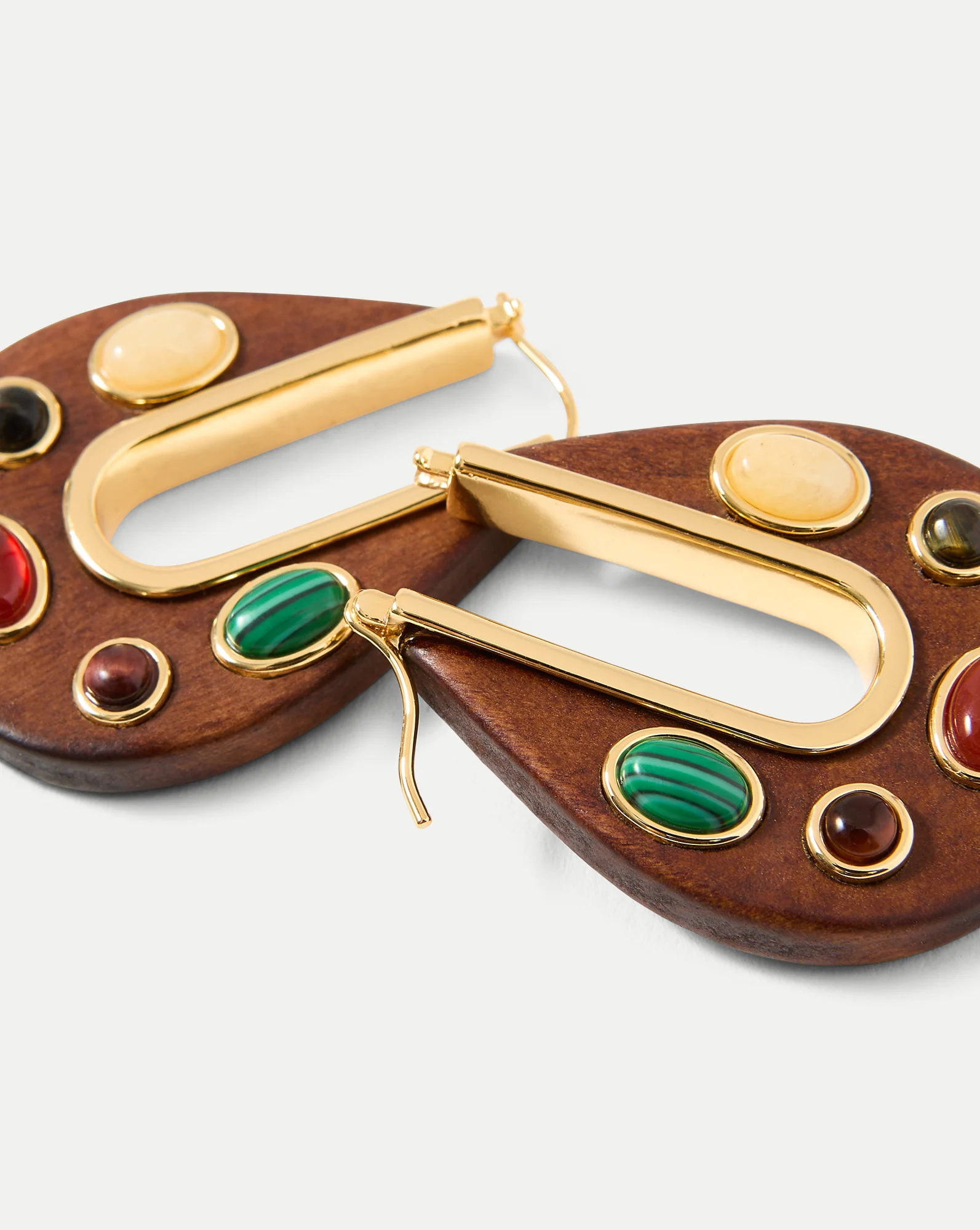 Wood Embellished Drop Hoop - Image 5