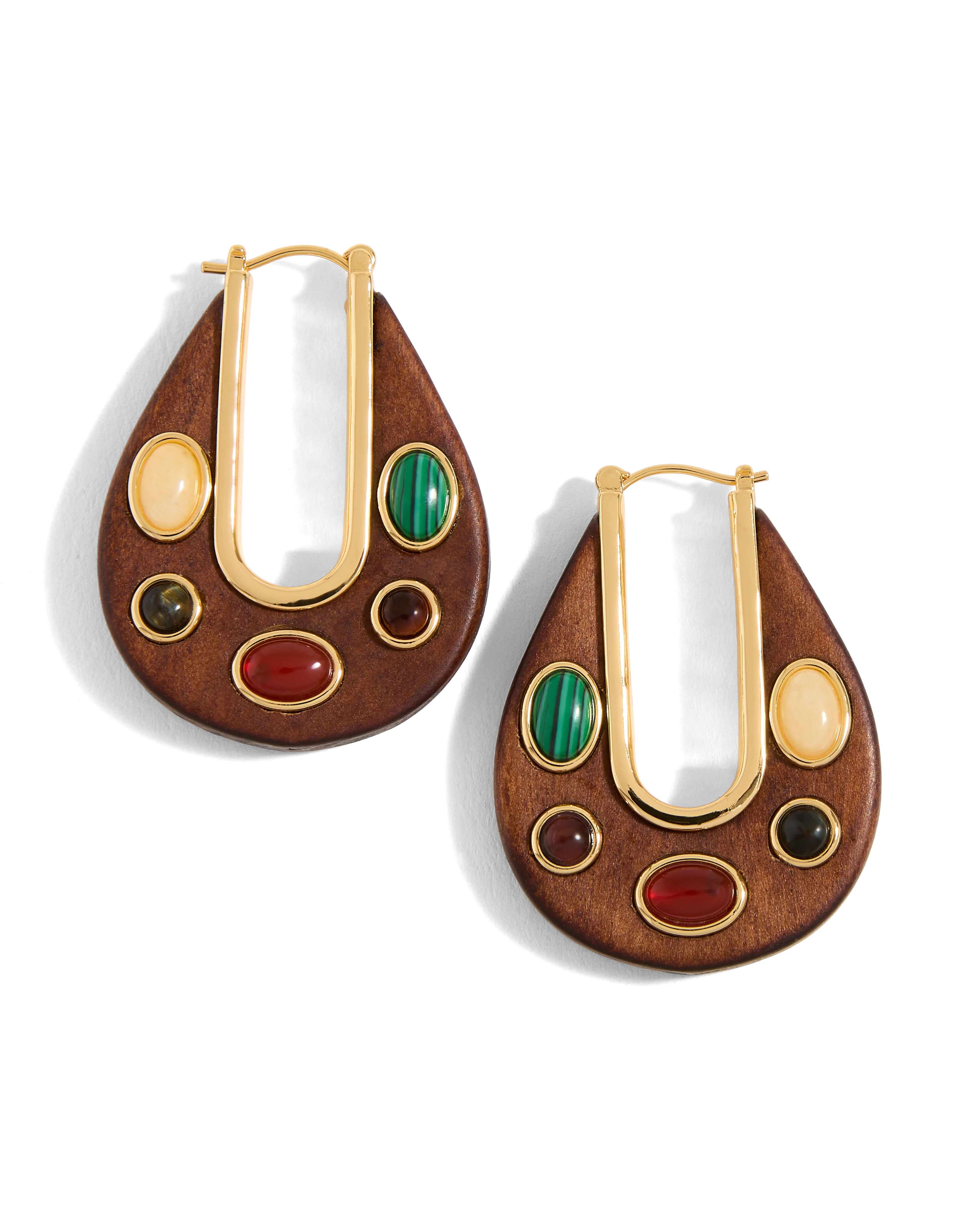Wood Embellished Drop Hoop - Image 6